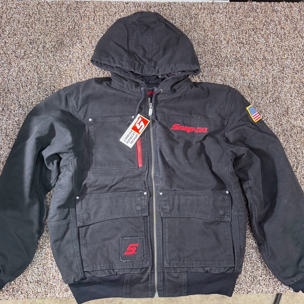 Snap-On Black Canvas Workwear Bomber with Red Lettering - Picture 16 of 16